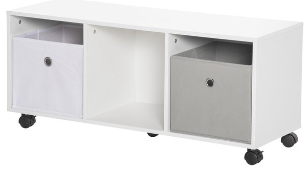 Mobiletto Portagiochi 90x30x37,9 cm con Ruote Bianco