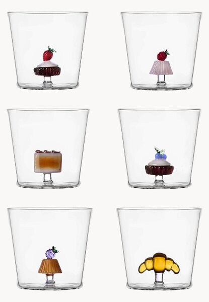 Set di 6 bicchieri in vetro borosilicato fatti a mano Patisserie