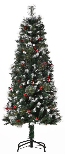 Albero di Natale Artificiale Innevato 150 cm 360 Rami con Bacche Verde