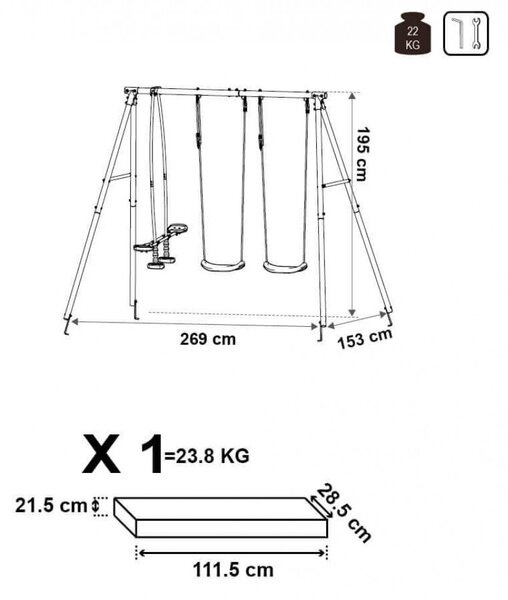 Altalena 3 Posti da Esterno Minnie 2,90x1,90x1,95 h m in Acciaio