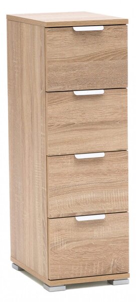 Cassettiera 4 Cassetti Naturale 27x38x85 h cm in Truciolare bilaminato Marrone chiaro