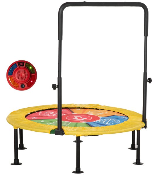 Trampolino Elastico per Bambini Pieghevole Ø102x89-114 cm con Manubrio per Fitness e Gioco Giallo