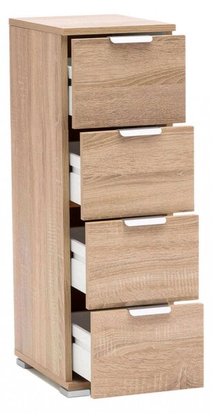 Cassettiera 4 Cassetti Naturale 27x38x85 h cm in Truciolare bilaminato Marrone chiaro