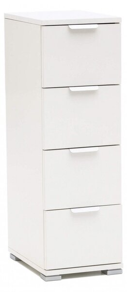Cassettiera 4 Cassetti Bianca 27x38x85 h cm in Truciolare bilaminato Bianco