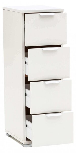 Cassettiera 4 Cassetti Bianca 27x38x85 h cm in Truciolare bilaminato Bianco