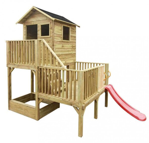 Casetta Gioco per Bambini in Legno Doremi con Scivoli 176x176x273 h cm in Legno