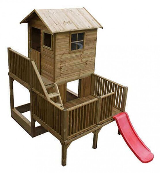 Casetta Gioco per Bambini in Legno Doremi con Scivoli 176x176x273 h cm in Legno