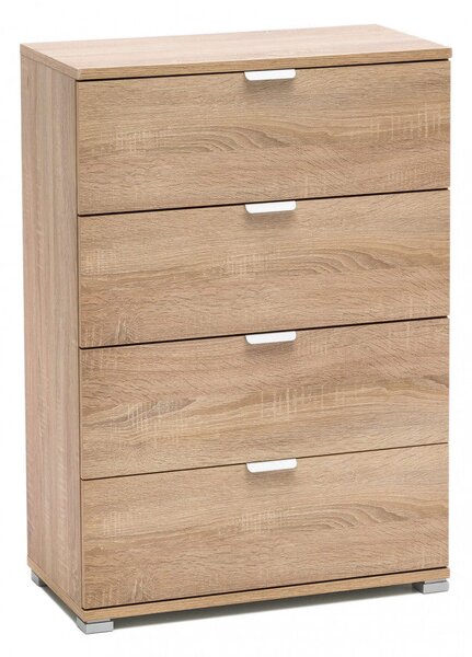 Cassettiera 4 Cassetti Naturale 60x38x85 h cm in Truciolare bilaminato Marrone chiaro