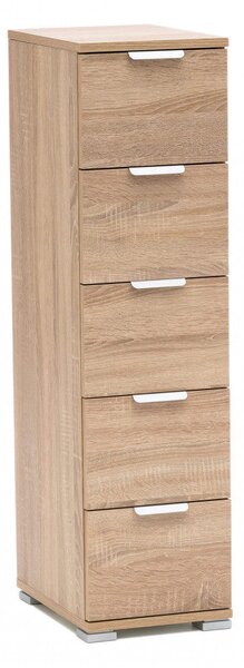 Cassettiera 5 Cassetti Naturale 45x38x85 h cm in Truciolare bilaminato Marrone chiaro
