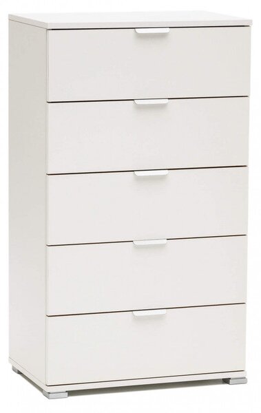 Cassettiera 5 Cassetti Bianca 60x38x103 h cm in Truciolare bilaminato Bianco