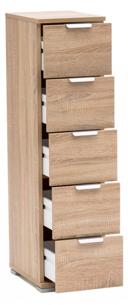 Cassettiera 5 Cassetti Naturale 45x38x85 h cm in Truciolare bilaminato Marrone chiaro
