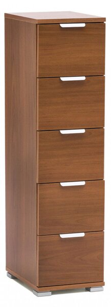 Cassettiera 5 Cassetti Tinta Noce 27x38x103 h cm in Truciolare bilaminato Marrone