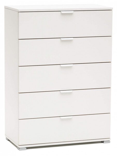 Mobiletto 5 Cassetti Bianca 75x38x103 h cm in Truciolare bilaminato Bianco