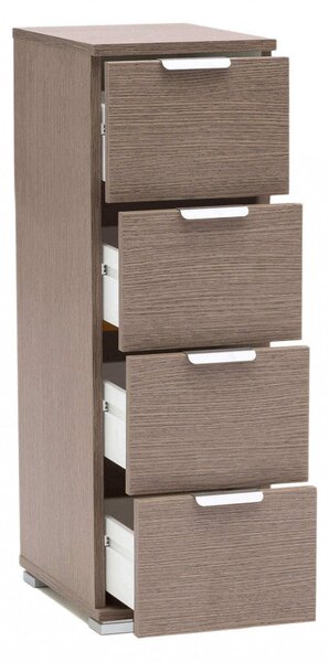Cassettiera 4 Cassetti Rovere Grigio 27x38x85 h cm in Truciolare bilaminato Rovere grigio