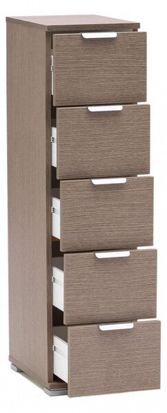 Cassettiera 5 Cassetti Rovere Grigio 27x38x103 h cm in Truciolare bilaminato Rovere grigio