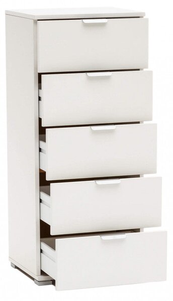 Mobiletto 5 Cassetti Bianca 45x38x103 h cm in Truciolare bilaminato Bianco