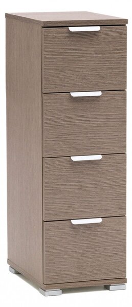 Cassettiera 4 Cassetti Rovere Grigio 27x38x85 h cm in Truciolare bilaminato Rovere grigio