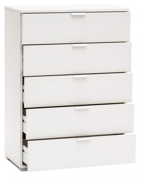 Mobiletto 5 Cassetti Bianca 75x38x103 h cm in Truciolare bilaminato Bianco