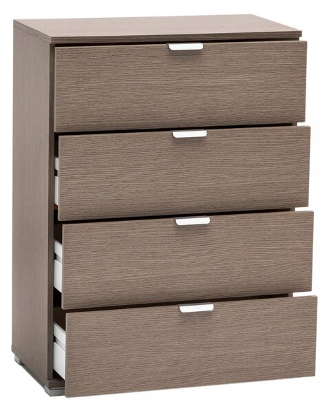 Cassettiera 4 Cassetti Rovere Grigio 60x38x85 h cm in Truciolare bilaminato Rovere grigio