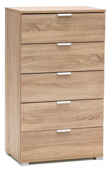Cassettiera 5 Cassetti Naturale 60x38x103 h cm in Truciolare bilaminato Marrone chiaro