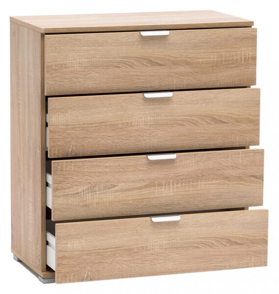 Mobiletto 4 Cassetti Naturale 75x38x85 h cm in Truciolare bilaminato Marrone chiaro