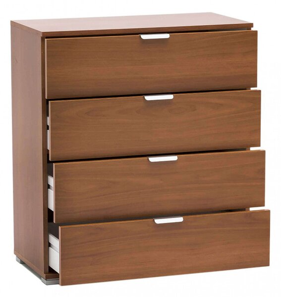 Mobiletto 4 Cassetti Tinta Noce 75x38x85 h cm in Truciolare bilaminato Marrone