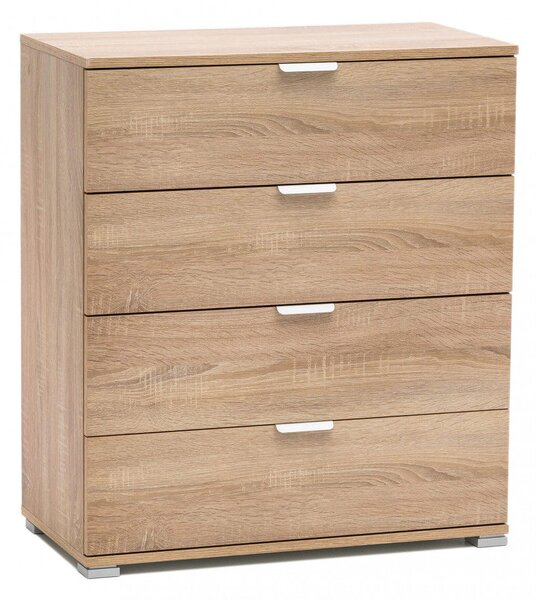 Mobiletto 4 Cassetti Naturale 75x38x85 h cm in Truciolare bilaminato Marrone chiaro