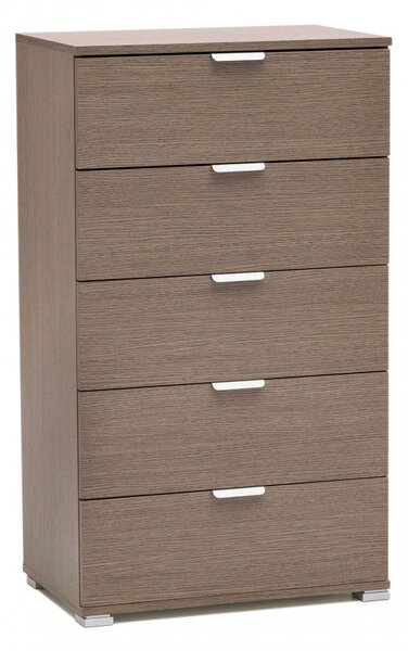Cassettiera 5 Cassetti Rovere Grigio 60x38x103 h cm in Truciolare bilaminato Rovere grigio