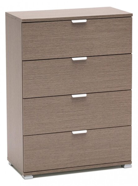 Cassettiera 4 Cassetti Rovere Grigio 60x38x85 h cm in Truciolare bilaminato Rovere grigio