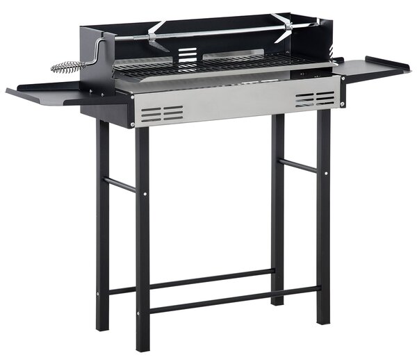 Barbecue a Carbone Carbonella 118x32x90 cm in Acciaio Inox e Metallo Nero