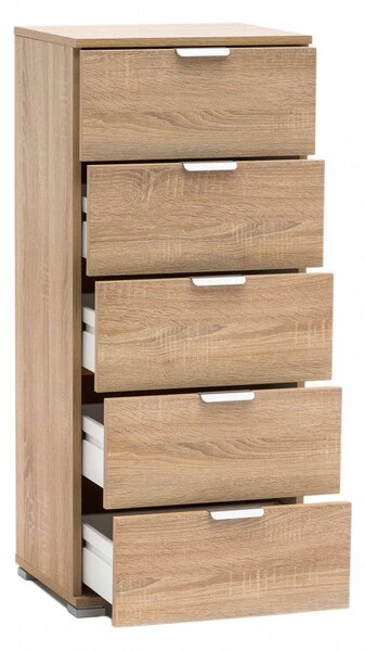 Mobiletto 5 Cassetti Naturale 45x38x103 h cm in Truciolare bilaminato Marrone chiaro