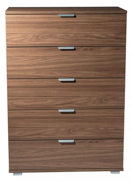 Mobiletto 5 Cassetti Tinta Noce 75x38x103 h cm in Truciolare bilaminato Marrone