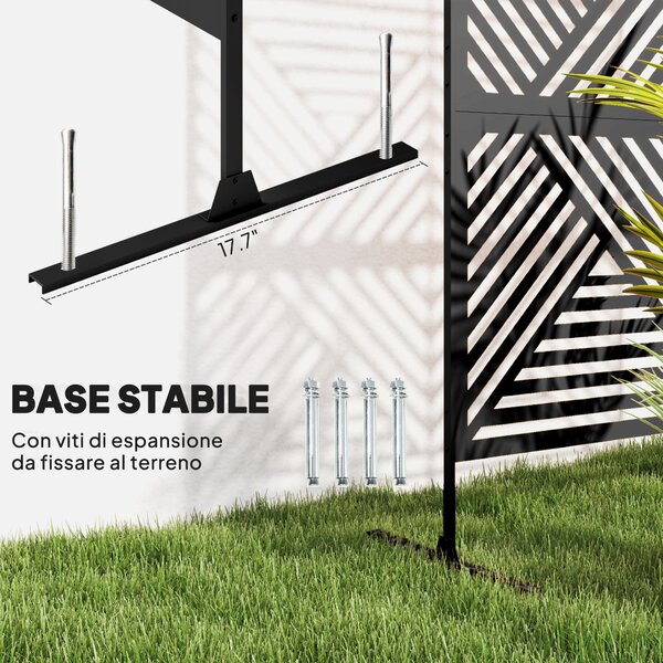 Outsunny Separé Divisorio da Esterno Decorativo e Traliccio per Rampicanti, 122x45x198 cm, Nero | Aosom Italy