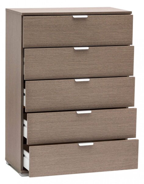 Mobiletto 5 Cassetti Rovere Grigio 75x38x103 h cm in Truciolare bilaminato Rovere grigio