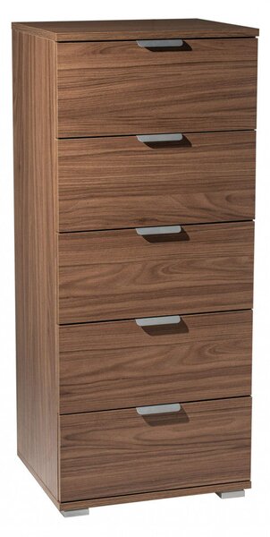 Mobiletto 5 Cassetti Tinta Noce 45x38x103 h cm in Truciolare bilaminato Marrone