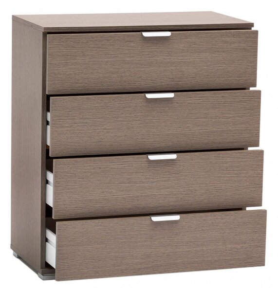 Mobiletto 4 Cassetti Rovere Grigio 75x38x85 h cm in Truciolare bilaminato Rovere grigio
