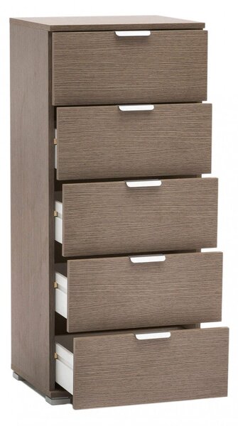 Mobiletto 5 Cassetti Rovere Grigio 45x38x103 h cm in Truciolare bilaminato Rovere grigio