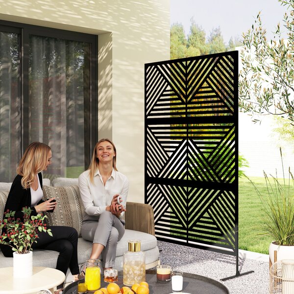 Separé Divisorio da Esterno Decorativo 122x45x198 cm con Traliccio per Rampicanti Nero