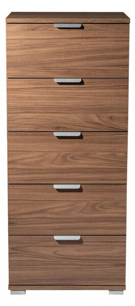 Mobiletto 5 Cassetti Tinta Noce 45x38x103 h cm in Truciolare bilaminato Marrone