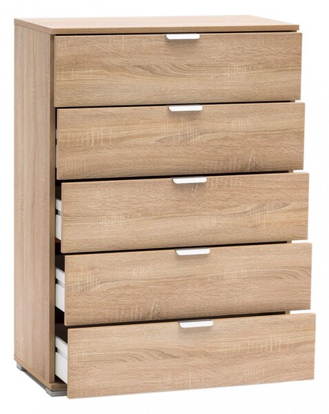 Mobiletto 5 Cassetti Naturale 75x38x103 h cm in Truciolare bilaminato Marrone chiaro