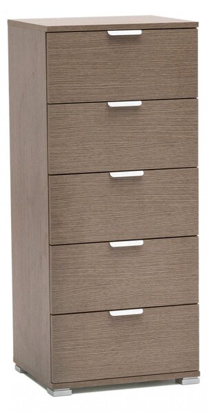 Mobiletto 5 Cassetti Rovere Grigio 45x38x103 h cm in Truciolare bilaminato Rovere grigio