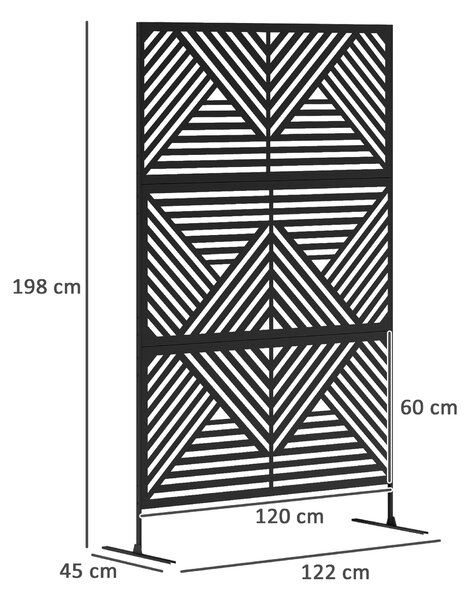 Outsunny Separé Divisorio da Esterno Decorativo e Traliccio per Rampicanti, 122x45x198 cm, Nero | Aosom Italy