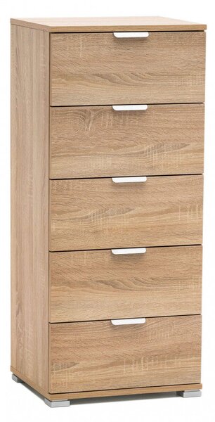Mobiletto 5 Cassetti Naturale 45x38x103 h cm in Truciolare bilaminato Marrone chiaro