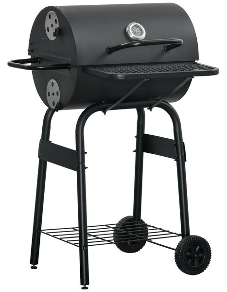 Barbecue a Carbone Carbonella 68x63x102 cm con Coperchio in Metallo Nero