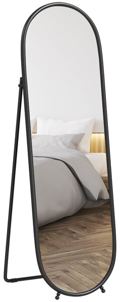 Specchio a Figura Intera da Terra 40x41x159 cm in Vetro e Metallo Nero