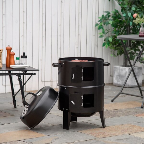 Barbecue a Carbone Carbonella Ø40x80 cm in Acciaio Nero