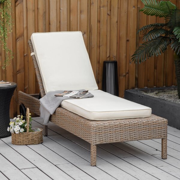 Cuscino per Lettino prendisole 188x53x8 cm Rivestimento in Poliestere Bianco Crema