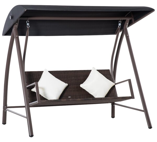Dondolo 3 Posti 198x124x179 cm in Rattan Polietilene e Metallo Marrone