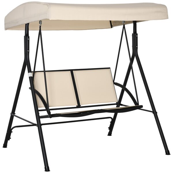 Dondolo 2 Posti 140x118x162 cm in Acciaio e Poliestere Beige
