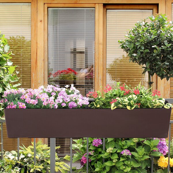 Fioriera da Balcone 99x18x19 cm in Polipropilene Marrone